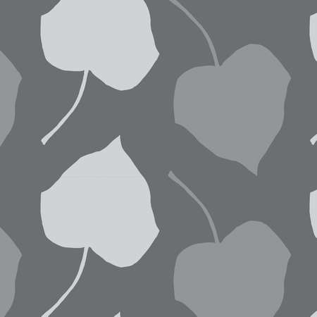 Ivy leaves silhouette vector pattern in gray colors paletteのイラスト素材