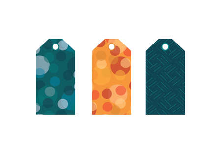 Geometric abstract vector patterns template tag set in teal and orange colors paletteのイラスト素材