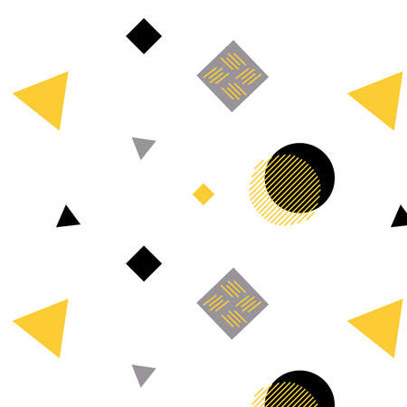 Abstract geometric vector pattern in yellow, black and gray colors palette on a white backgroundのイラスト素材
