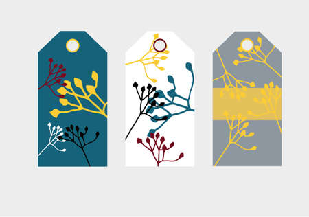 Abstract floral vector template spring tag setのイラスト素材