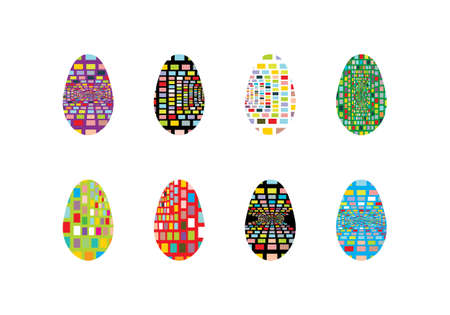 Easter eggs set square geometric vector illustration on a white backgroundのイラスト素材