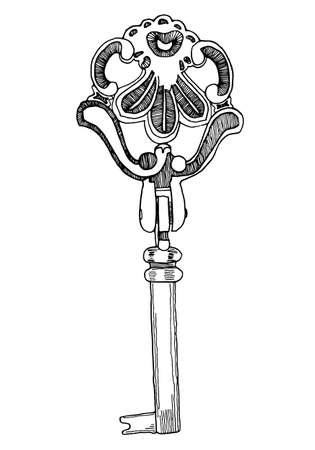 Vintage key vector illustration, secret symbolのイラスト素材