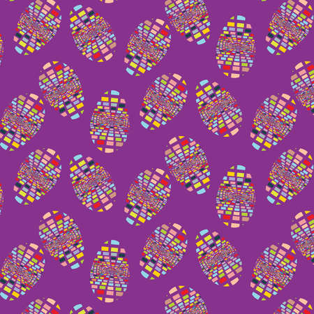 Easter eggs set square colorful geometric vector pattern on purple backgroundのイラスト素材