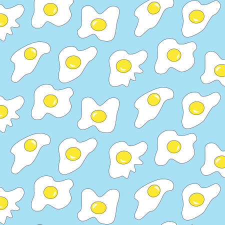 Eggs vector pattern illustration yellow on a light blue background