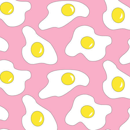 Eggs vector pattern illustration yellow on a pink backgroundのイラスト素材