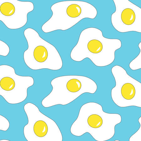 Eggs vector pattern illustration yellow and white on a turquoise blue backgroundのイラスト素材