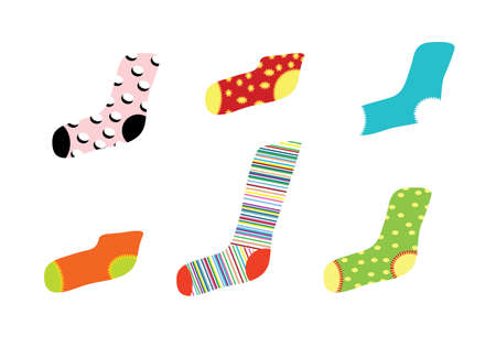 Lost socks set vector illustration in colorfulのイラスト素材