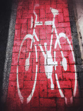 Bicycle red lane sign