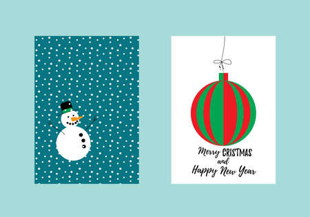 Merry Christmas and Happy New Year vector cardのイラスト素材