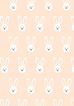 Pink bunny rabbit vector pattern baby cardのイラスト素材