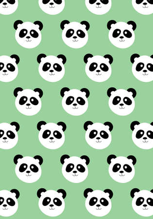 Panda bear vector pattern on green backgroundのイラスト素材