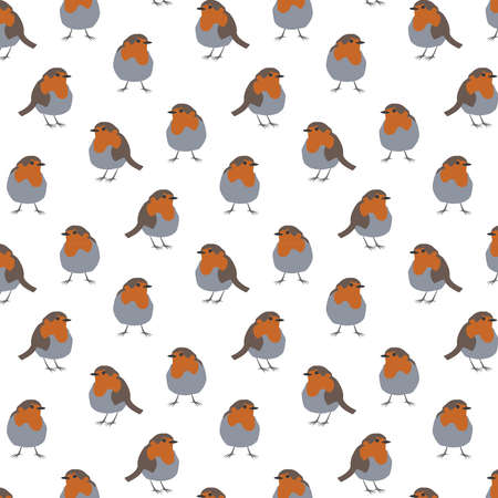 Robin bird vector pattern on white backgroundのイラスト素材