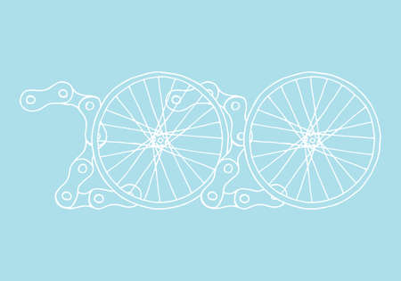 2020 Bicycle Happy New Year vector on pastel baby blue backgroundのイラスト素材