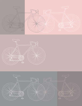 Vector invitation/thank you/event card 8,5 x 11 in. bicycle template in white, pink and gray colors paletteのイラスト素材