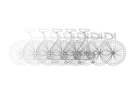 Bicycle in motion vector card template in gray color palette in white backgroundのイラスト素材
