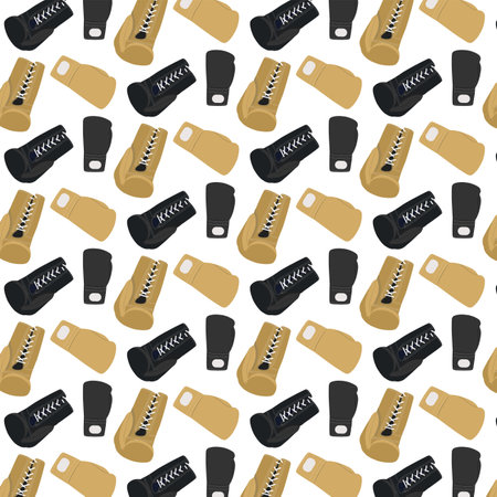 Golden and Black boxing gloves patternのイラスト素材