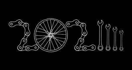 Bicycle New Year 2024 black backgroundのイラスト素材