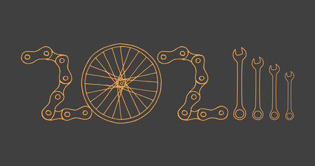 Bicycle New Year 2024 grey and gold backgroundのイラスト素材