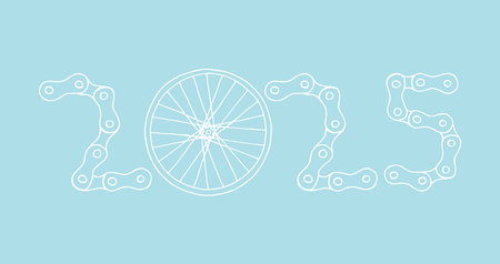 Bicycle New Year 2025 blue backgroundのイラスト素材