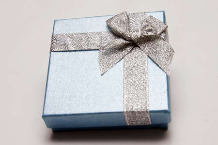 Gift Box with Silver Ribbonの写真素材