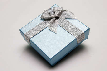 Gift Box with Silver Ribbonの写真素材