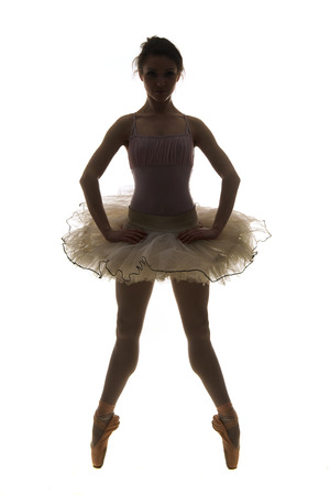 Silhouette ballet dancer on white backgroundの写真素材