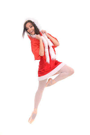 ballet female dancer in red Christmas styleの写真素材