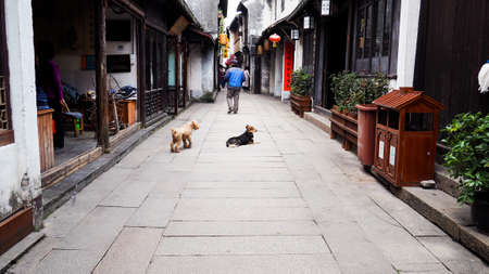 A small vintage village in China - enjoying the old shop and asian lifestyleのeditorial素材