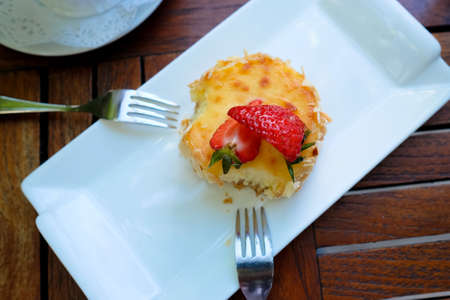 lets eat baked cheese cake togetherの写真素材
