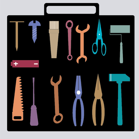 Tools set.Illustration of different kind of toolsのイラスト素材