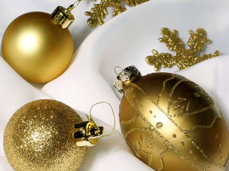 Christmas decoration with 3 golden ballsの写真素材