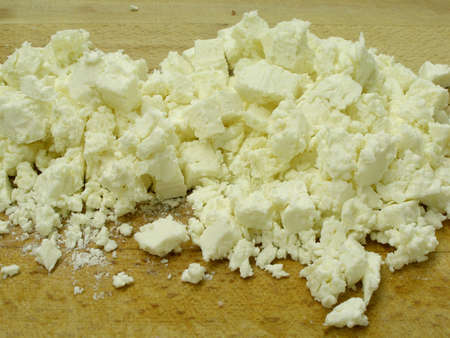feta cut on the cutting board      の写真素材