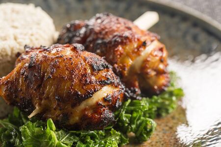 Korean BBQ Bulgogi chicken with cauliflower rice & greens