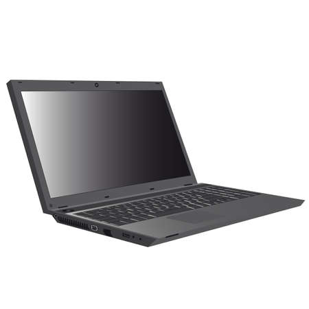 the image of a personal laptop computer in an open state of dark colorのイラスト素材