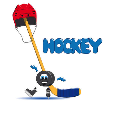 Hockey puck is ice skatingのイラスト素材