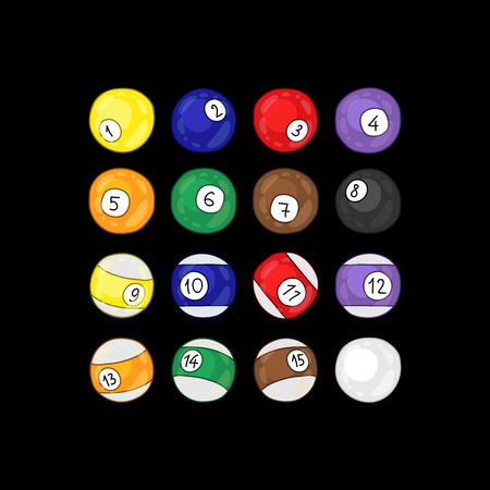 Billiards Balls. illustration drawn by hand on a black background.のイラスト素材