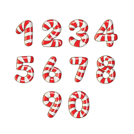 Figures as caramel. Red and white stripes. illustration on a white background, painted by hand.のイラスト素材