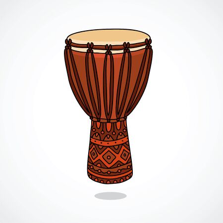 Ethnic drum. illustration on a white background, painted by hand.のイラスト素材