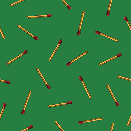 Seamless vector pattern of matches on a green background.のイラスト素材