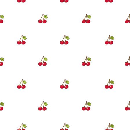 Seamless vector pattern of cherries on a white background.のイラスト素材