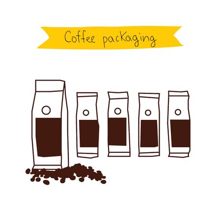 Packing of coffee. Vector icon on white background.のイラスト素材