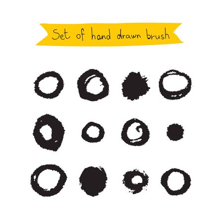 Set of hand-drawn black brush. Vector illustration on white background.のイラスト素材