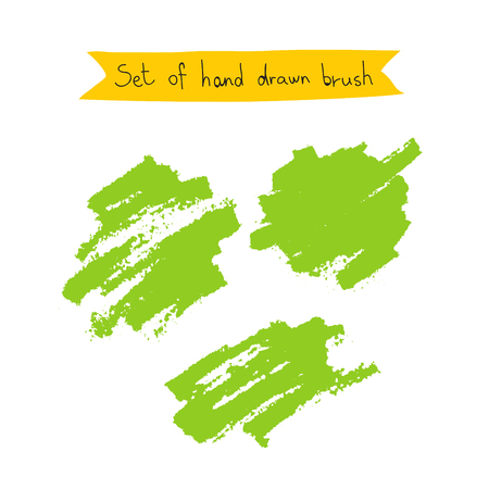 Set of hand-drawn green brush. Vector illustration on white background.のイラスト素材