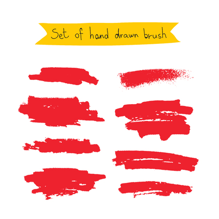 Set of hand-drawn red brush. Vector illustration on white background.のイラスト素材