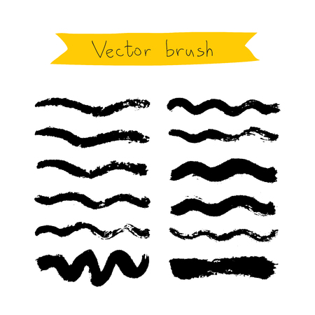 Black vector brush on a white background. Elements for design. Manual schedule.のイラスト素材