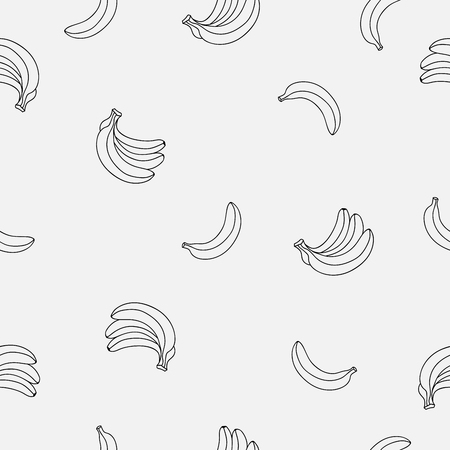 Seamless vector pattern of bananas on a light gray background.のイラスト素材