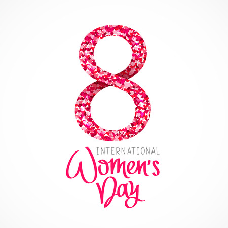 8 March - International Women's Day. Trend calligraphy. Vector illustration on white background. Great holiday gift card.のイラスト素材