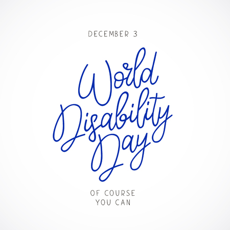 World Disability Day. Calligraphy and lettering. Vector illustration on white background. Concept cards. Elements for design.のイラスト素材