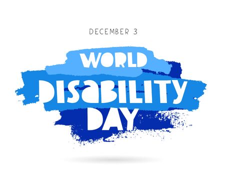World Disability Day. Lettering. Vector illustration on a white background with a blue ink stroke. Concept cards. Elements for design.のイラスト素材