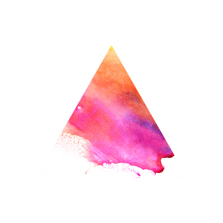 Watercolor red triangle. Raster illustration on a white background. Beautiful abstraction. Elements...